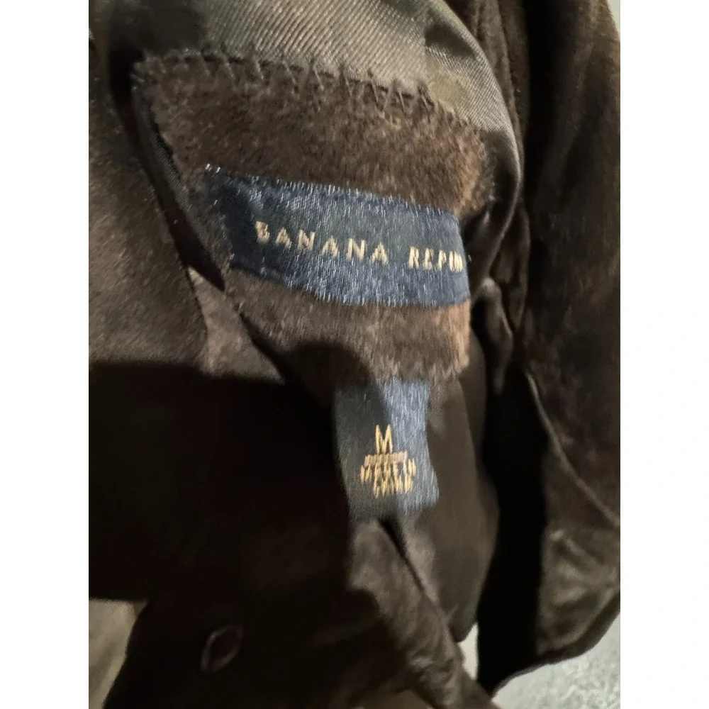 Banana Republic Soft Heavy Weight Chocolate Brown Suede Leather Jacket - M